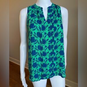 41 Hawthorn Green & Blue Floral Sleeveless V-Neck Camisole